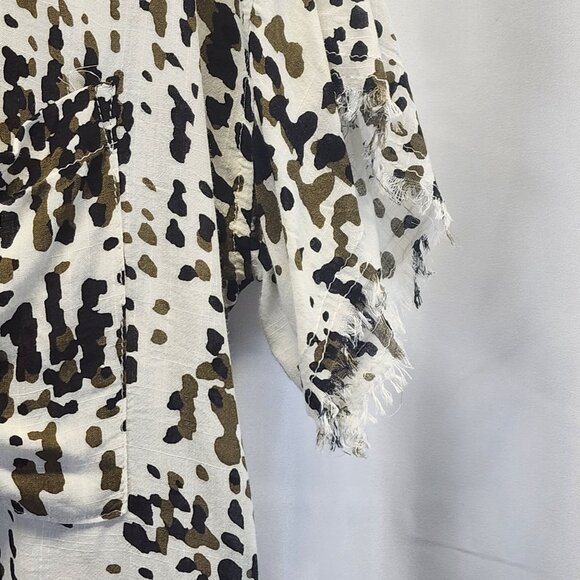 Womens For The Republic Abstract Jungle Dot Rayon Button-Front Shirt - Picture 5 of 12